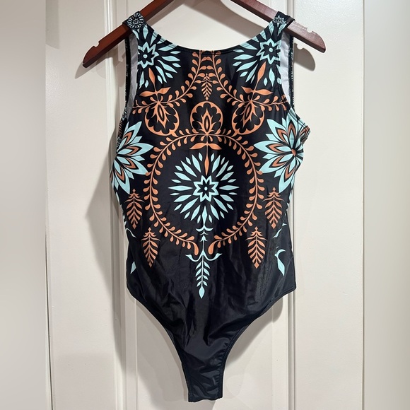 Tribal Print High Neck One Piece Swimsuit NWOT - Picture 2 of 4